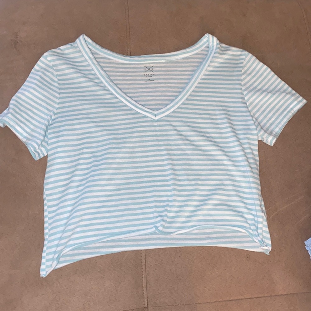 striped crop v neck